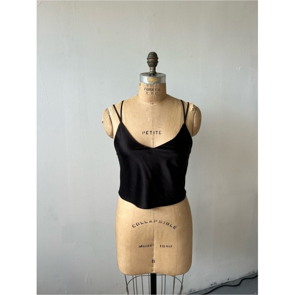 bebe x naven Black Double-Strap Satin tank top